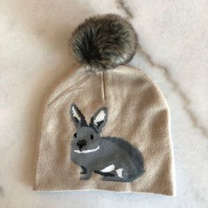 🎁🐰 Faux Fur Pom Bunny Beanie hat NWOT